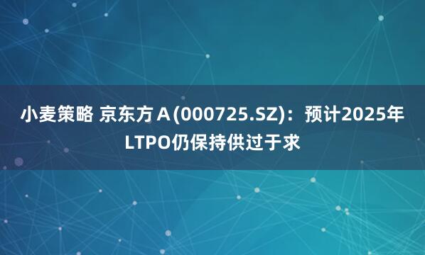 小麦策略 京东方Ａ(000725.SZ)：预计2025年LTPO仍保持供过于求